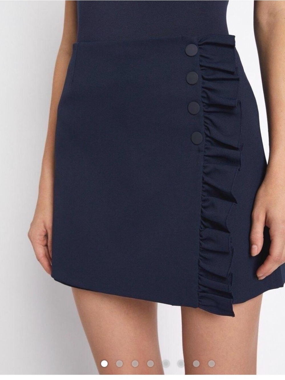 Tory Sport Navy Ruffle-Trim Mini Skirt
